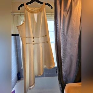 MIDNIGHT Velvet  Size 1X Cream Asymetrical cocktail dress with button accents
